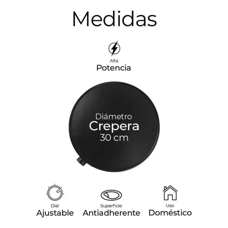 Crepera Eléctrica Antiadherente Temp. Ajustable 120v 1000w