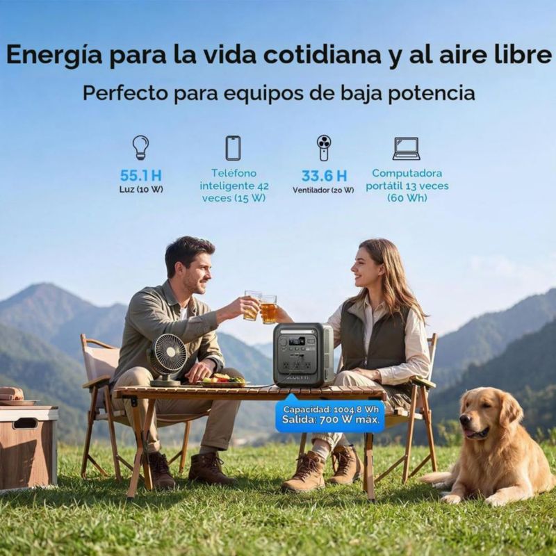 BLUETTI Elite 100 mini Estación de Energía Portátil – 1004.8Wh, 700W, LiFePO4, 120V