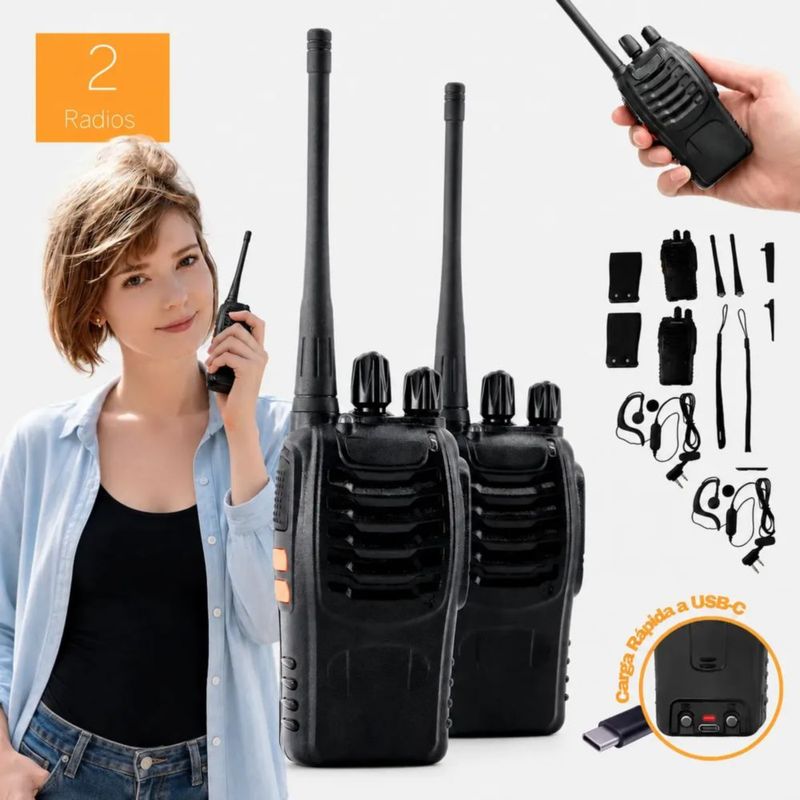 Radios Baofeng Walkie Talkies Kit 2 Pc Manos Libres