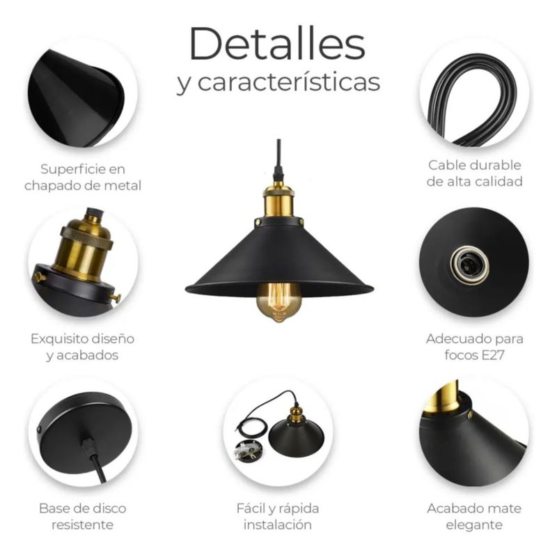 Kit De 3 Lámparas Colgantes De Techo