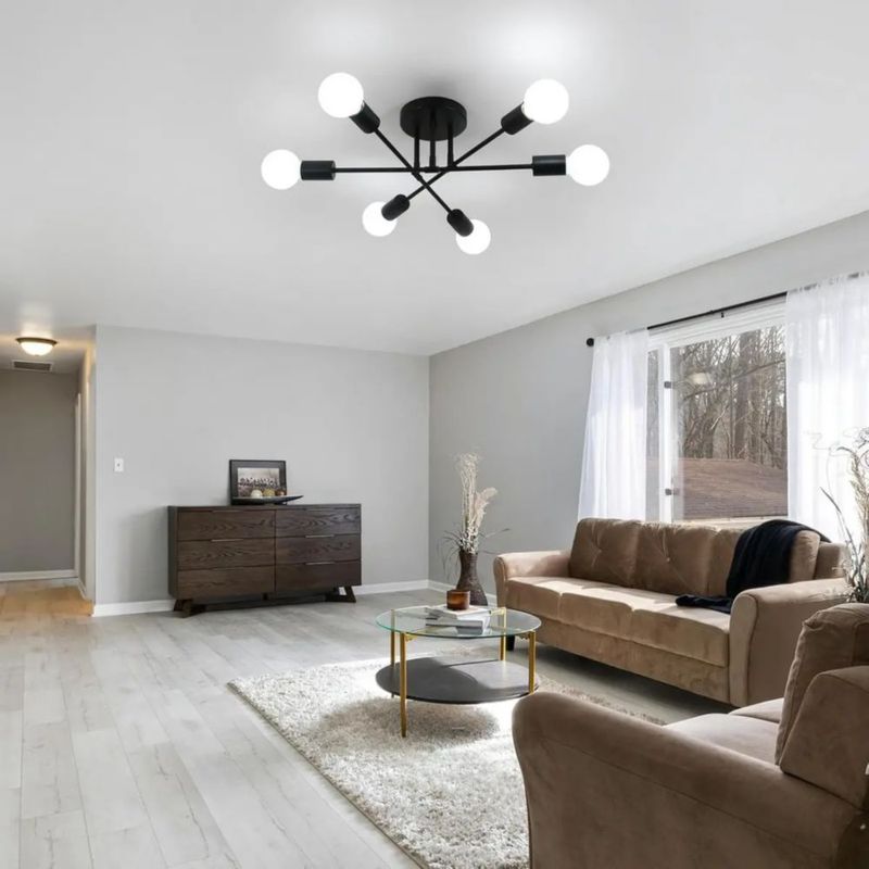 Lámpara De Techo Colgante Decorativas Moderna 6 Luces NEGRO