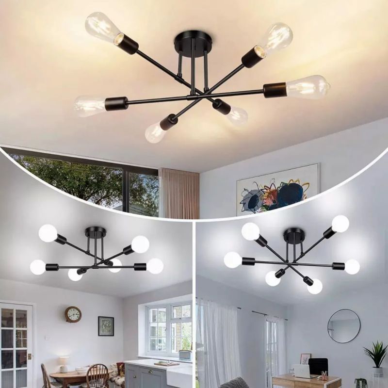 Lámpara De Techo Colgante Decorativas Moderna 6 Luces NEGRO