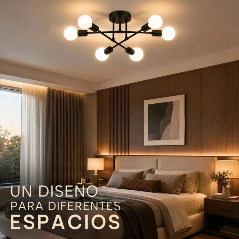 Lámpara De Techo Colgante Decorativas Moderna 6 Luces NEGRO