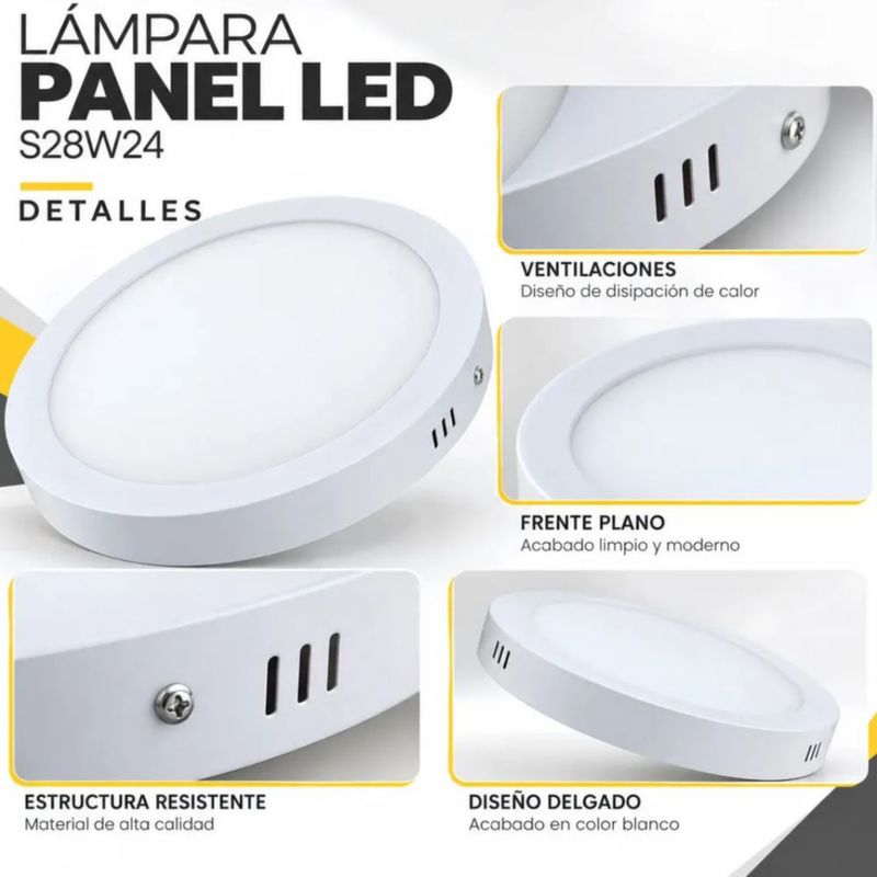 Lampara Panel Led Plafon Sobreponer 30 Cm Redonda 24w Frio