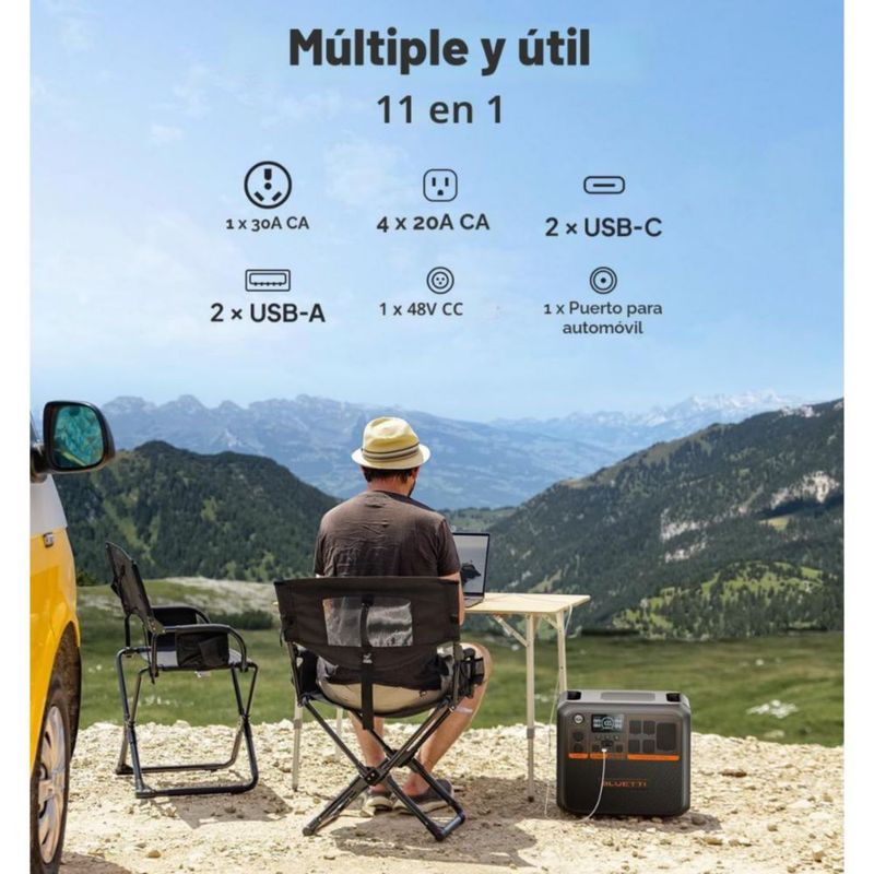 BLUETTI AC200PL Estación de Energía Portátil 2304Wh de capacidad y 2400W potencia continua – Batería LiFePO4 120V Generador Solar