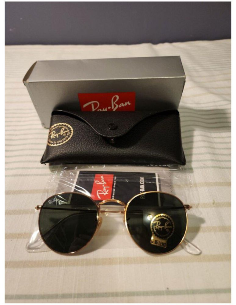 Anteojos Lentes de Sol Ray Ban Round Metal RB3447 Clásico dorado/verde 50-21
