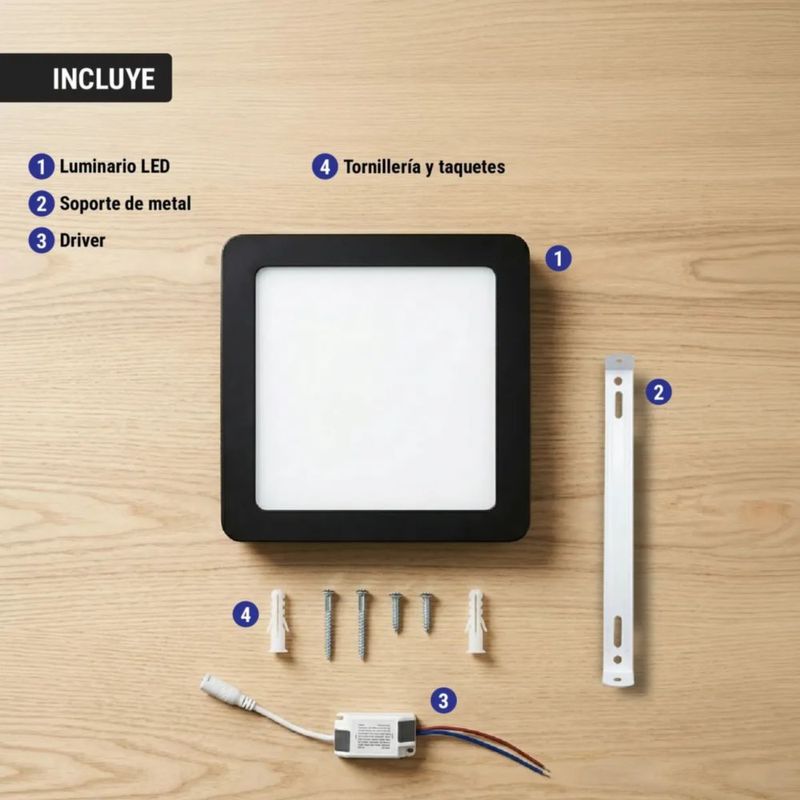 Lampara Led De Sobreponer Cuadrada 18w Luz Blanca Fria 6500k