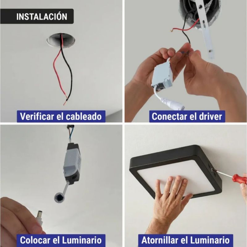 Lampara Led De Sobreponer Cuadrada 18w Luz Blanca Fria 6500k