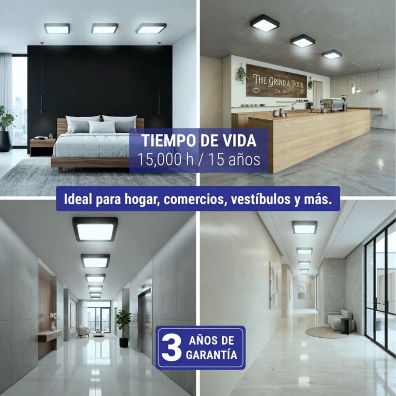 Lampara Led De Sobreponer Cuadrada 18w Luz Blanca Fria 6500k