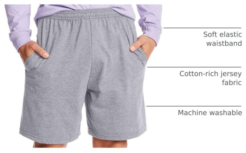 SHORTS Hanes XXL 19 cm Light Steel algodón