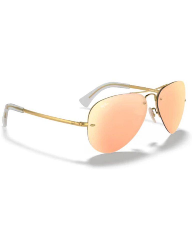 Anteojos Lentes Sol Ray Ban Aviator RB3449 0012Y 59-14 Espejo dorado y cobre