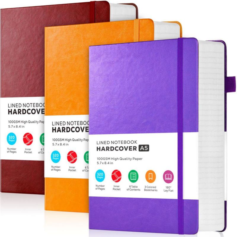 Cuaderno de notas FOCUS DAY A5 320 páginas multicolor (Juego de 3)