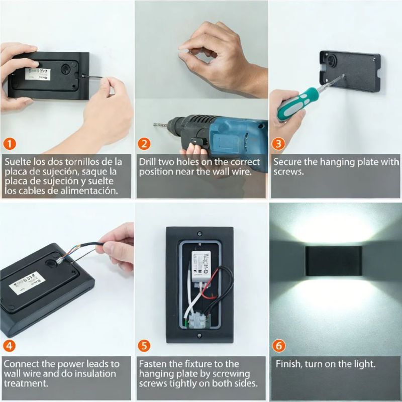 Lampara Arbotante Pared Exterior Interior Para Baño Led 12w