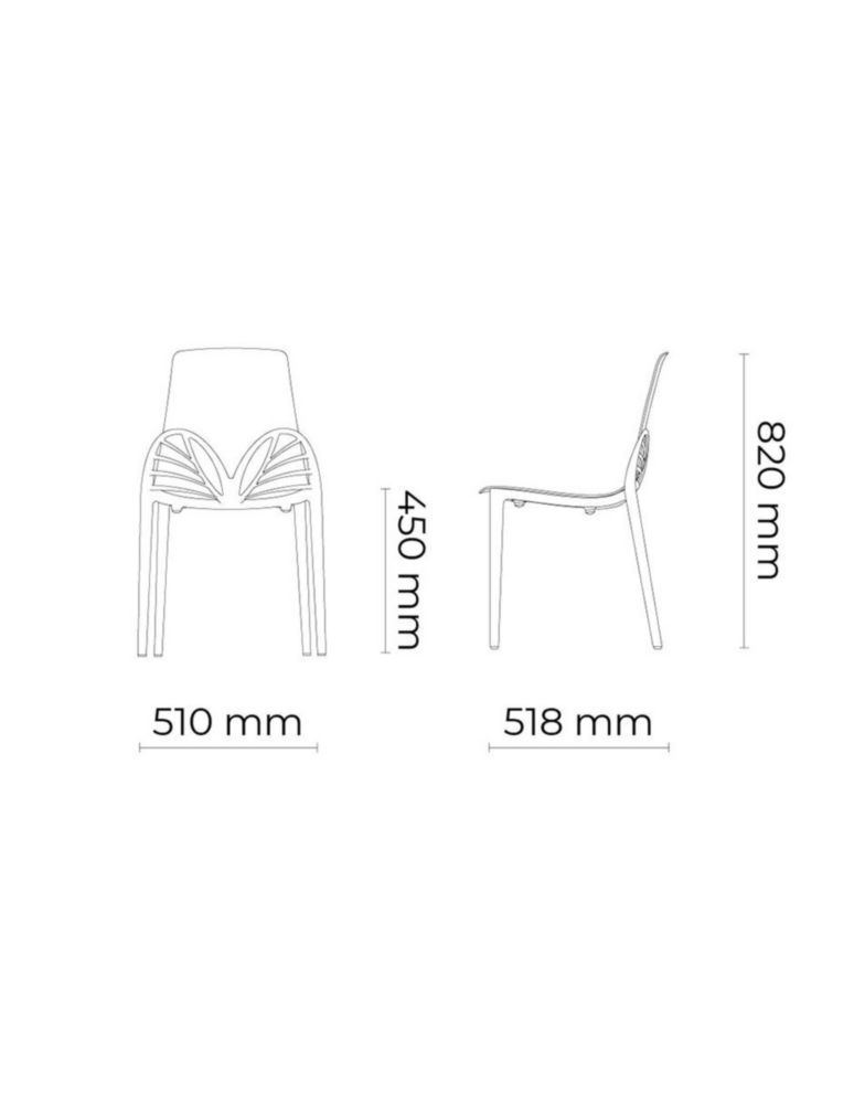 Silla de Diseño Papillon Estilo Mariposa, Estibable de Polipropileno con Protección UV para Interior y Exterior, Color Azul (Soporta 120kg)
