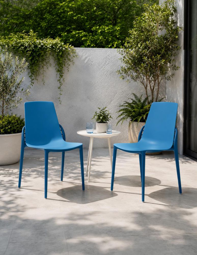 Silla de Diseño Papillon Estilo Mariposa, Estibable de Polipropileno con Protección UV para Interior y Exterior, Color Azul (Soporta 120kg)