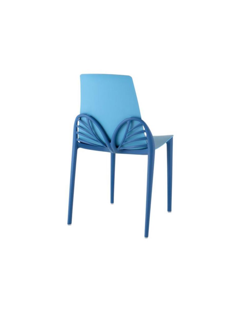 Silla de Diseño Papillon Estilo Mariposa, Estibable de Polipropileno con Protección UV para Interior y Exterior, Color Azul (Soporta 120kg)