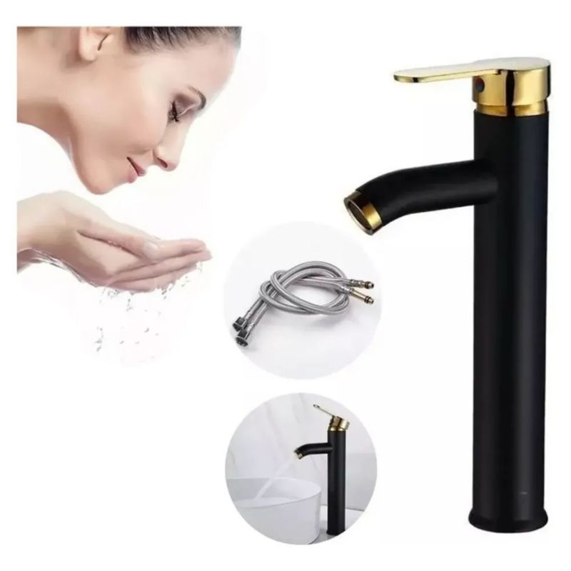 Mezcladora Monomando Grifo Llave Negro P Lavabo Ovalin Moder