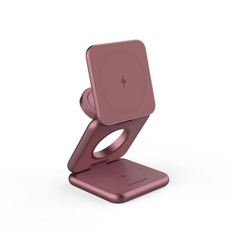 Cargador prodigee wireless 3 en 1 plegable 15w burgundy