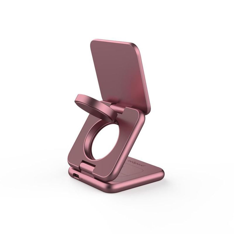 Cargador prodigee wireless 3 en 1 plegable 15w burgundy