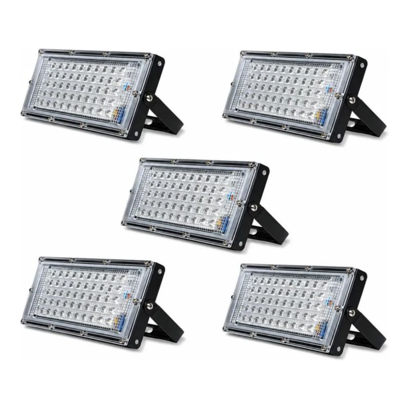 Reflector Led 20w Luminario Exterior Carcasa Negro Luz Blanco frío 5 pzs
