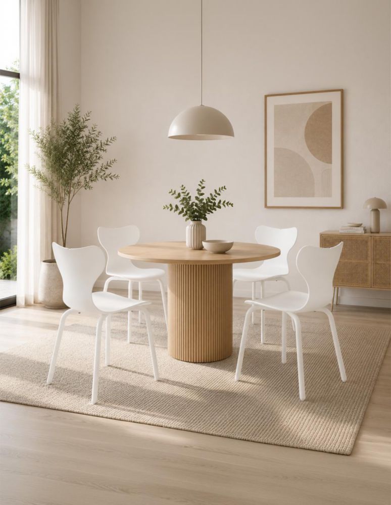 Silla con Respaldo Flexible Ergonómico, Polipropileno para Interior, Color Blanco, Soporta 120kg