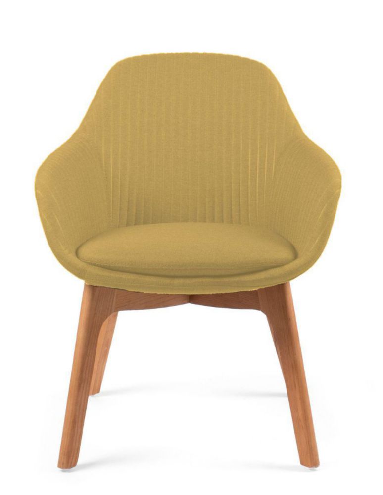 Silla de Visita Ejecutiva con Base de Madera Fresno Americano, Tapiz en Tela Casper y Asiento de Espuma Inyectada Alta Densidad Amarillo Soporta 120kg