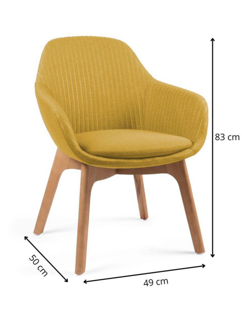 Silla de Visita Ejecutiva con Base de Madera Fresno Americano, Tapiz en Tela Casper y Asiento de Espuma Inyectada Alta Densidad Amarillo Soporta 120kg