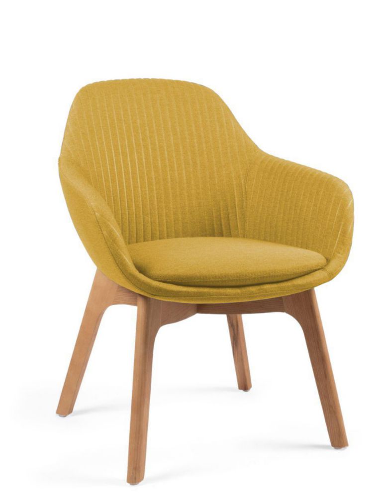 Silla de Visita Ejecutiva con Base de Madera Fresno Americano, Tapiz en Tela Casper y Asiento de Espuma Inyectada Alta Densidad Amarillo Soporta 120kg