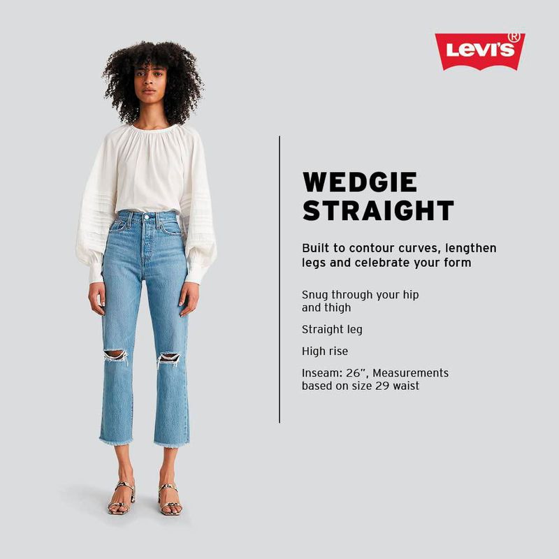 Jeans Levi's Wedgie Straight para mujer blanco lavado a piedra talla 32