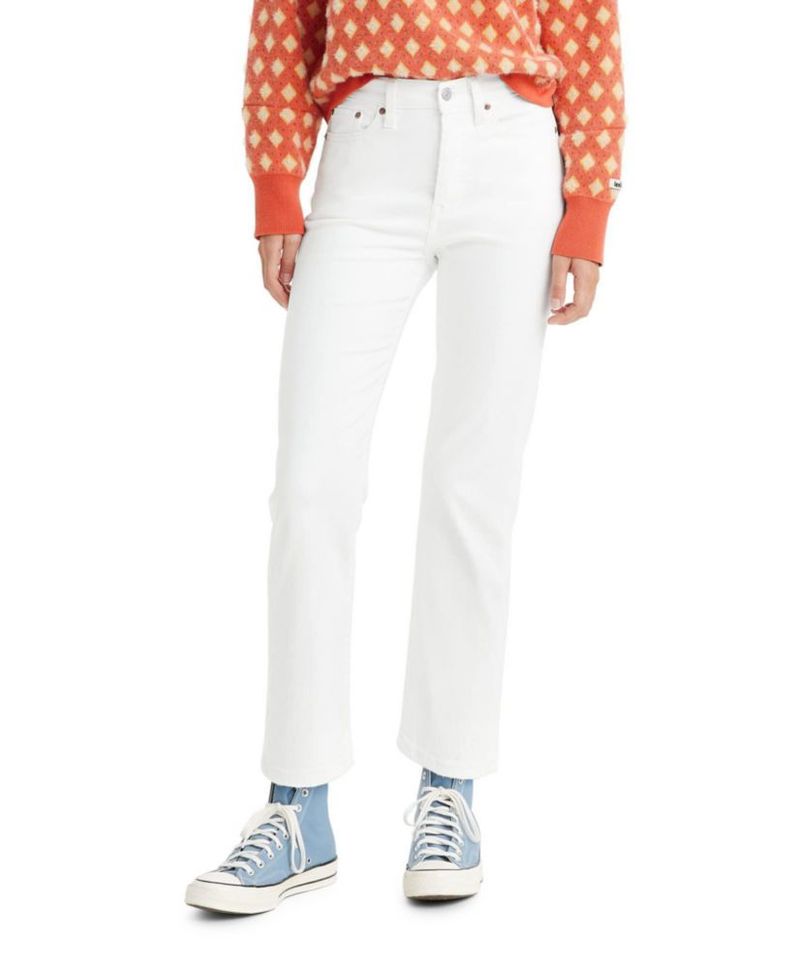 Jeans Levi's Wedgie Straight para mujer blanco lavado a piedra talla 32