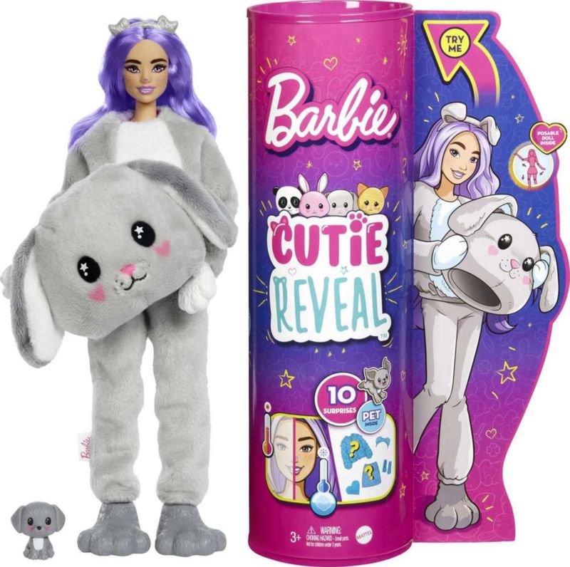Muñeca de moda Barbie Cutie Reveal con disfraz de cachorro de peluche