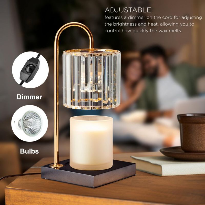 Calentador de Velas Mikasa 35 cm con Pantalla de Vidrio y Base de Madera 50 W