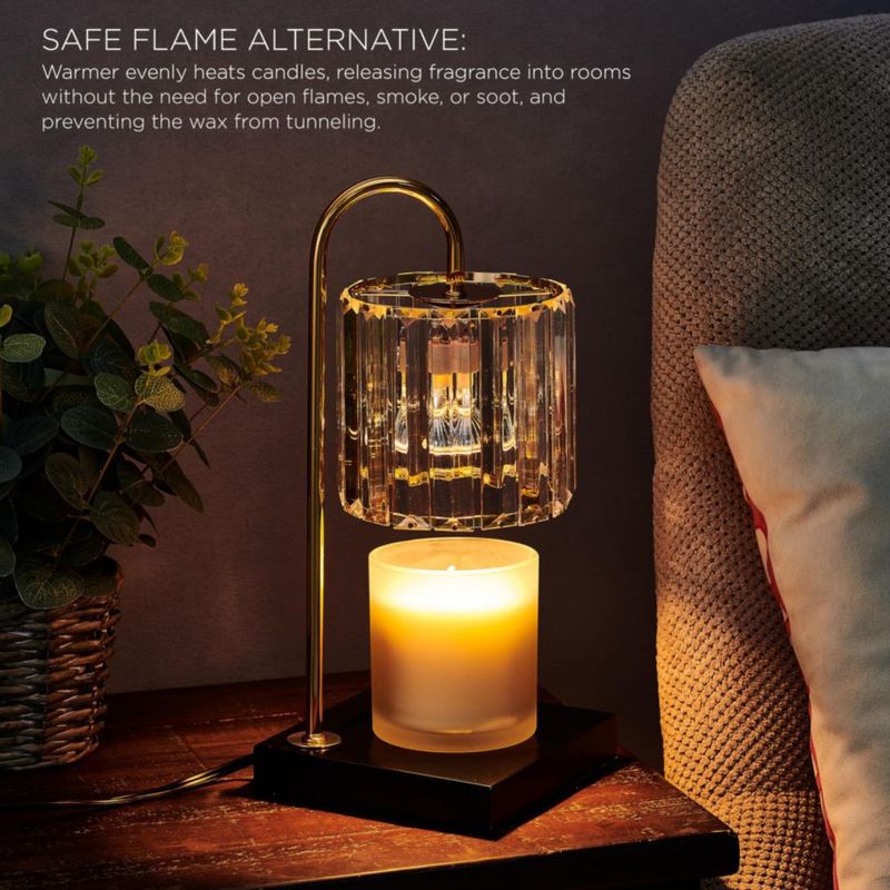 Calentador de Velas Mikasa 35 cm con Pantalla de Vidrio y Base de Madera 50 W