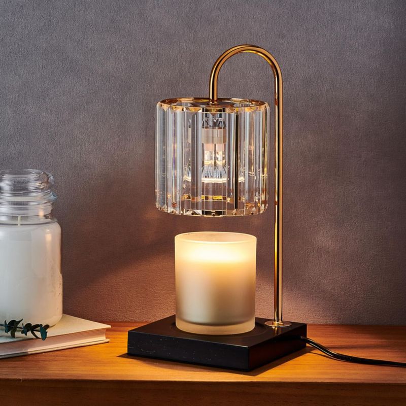 Calentador de Velas Mikasa 35 cm con Pantalla de Vidrio y Base de Madera 50 W