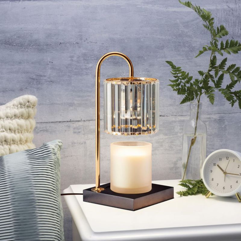 Calentador de Velas Mikasa 35 cm con Pantalla de Vidrio y Base de Madera 50 W