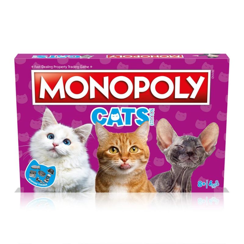 Juego de Mesa Monopoly Gatos Edición en Inglés Juega con tus Felinos Favoritos con Fichas Personalizadas y Comercia para Triunfar Divertido Juego
