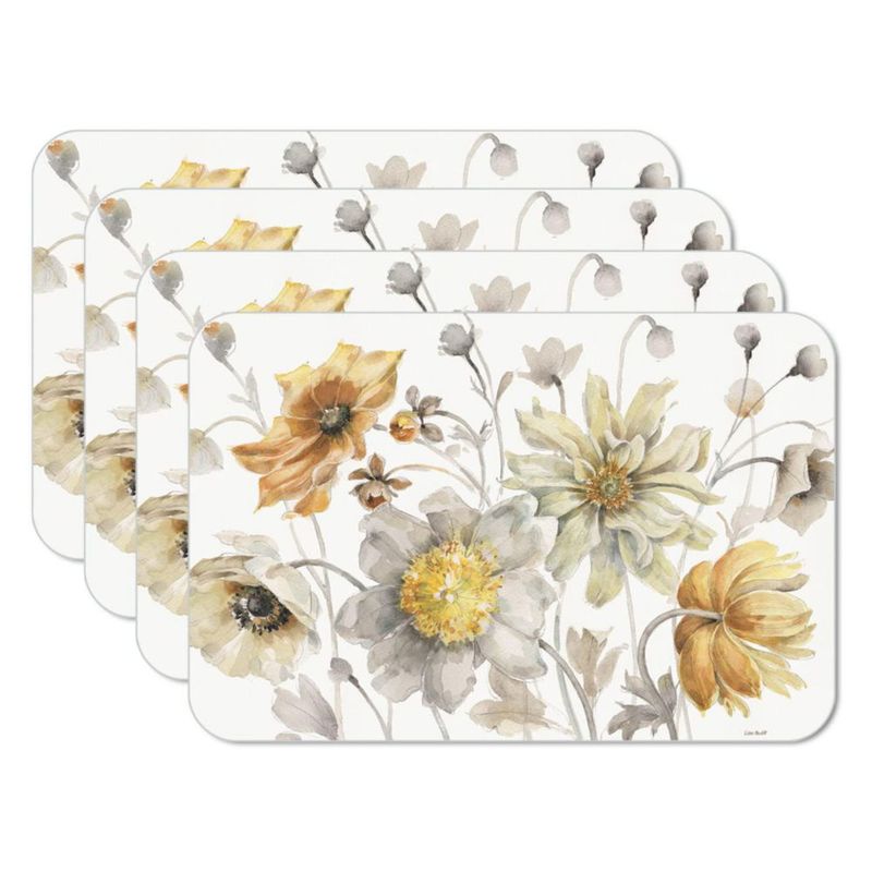 Mantel individual CounterArt 43 × 29 cm paquete de 4 reversible floral