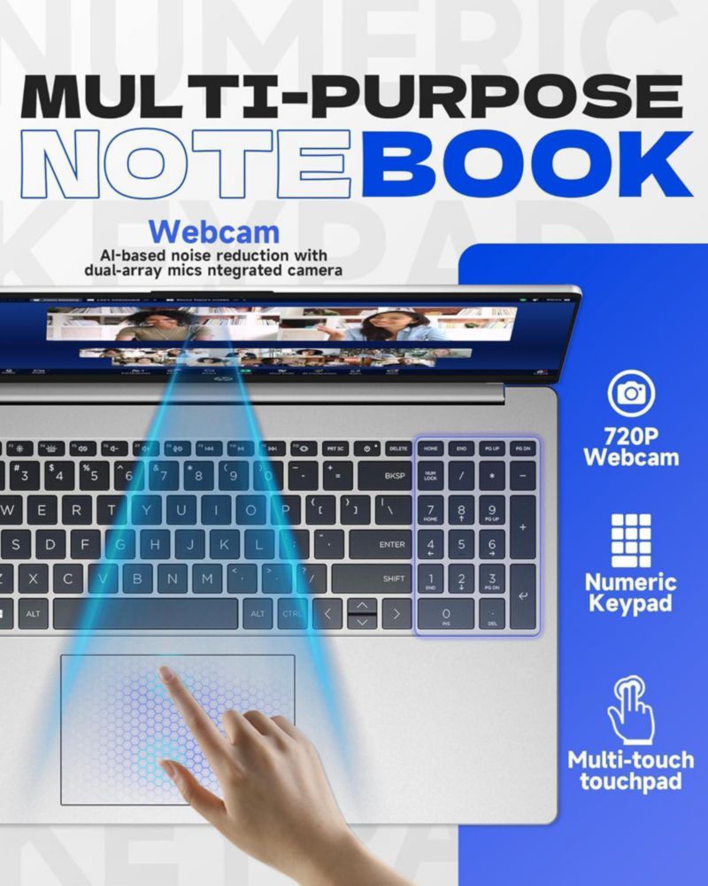 Portátil HP 156" i3 16 GB RAM 512 GB SSD Wi‑Fi 6 plateado