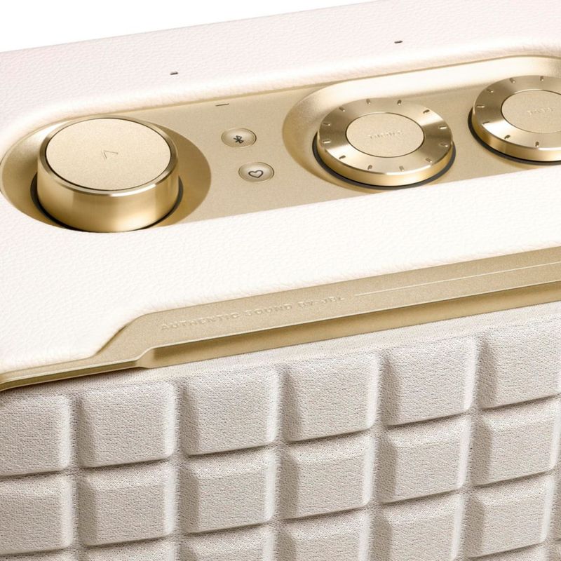 Altavoz doméstico inteligente JBL Authentics 200 de estilo retro blanco/dorado