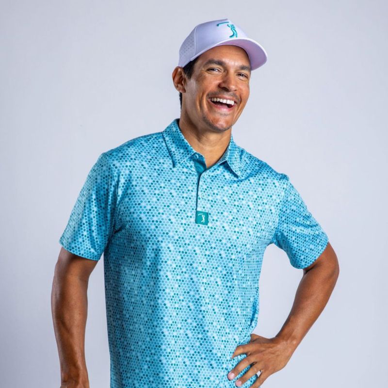 Polo de Golf Bogey Bros Talla S Verde Azulado con UPF 50 y Stretch