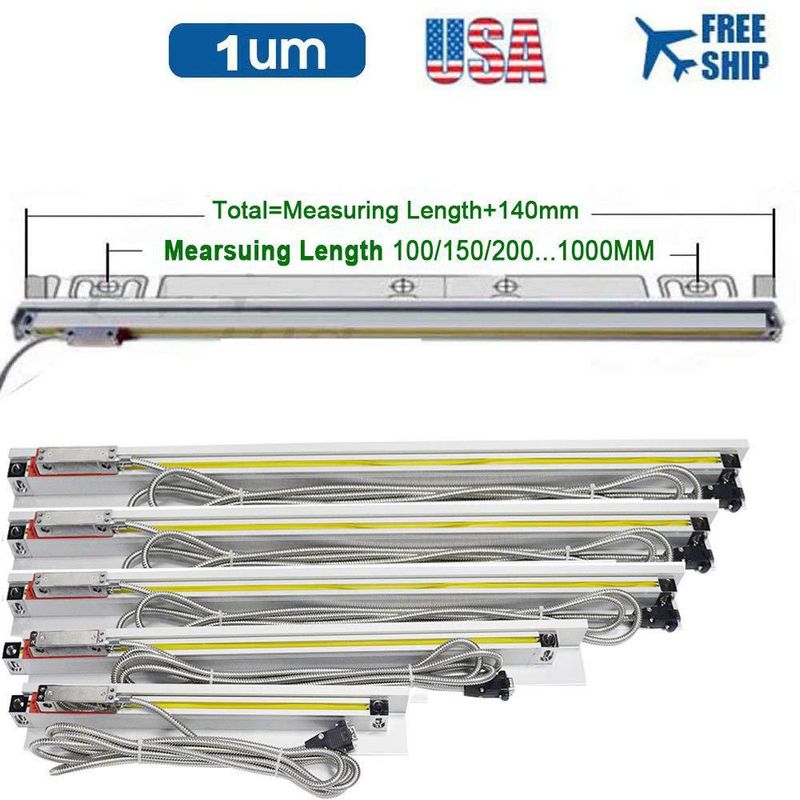TOAUTO Pantalla Digital DRO 150mm 6" Escala Lineal de Vidrio LCD 1um para Fresadora CNC Torno y Máquina EDM