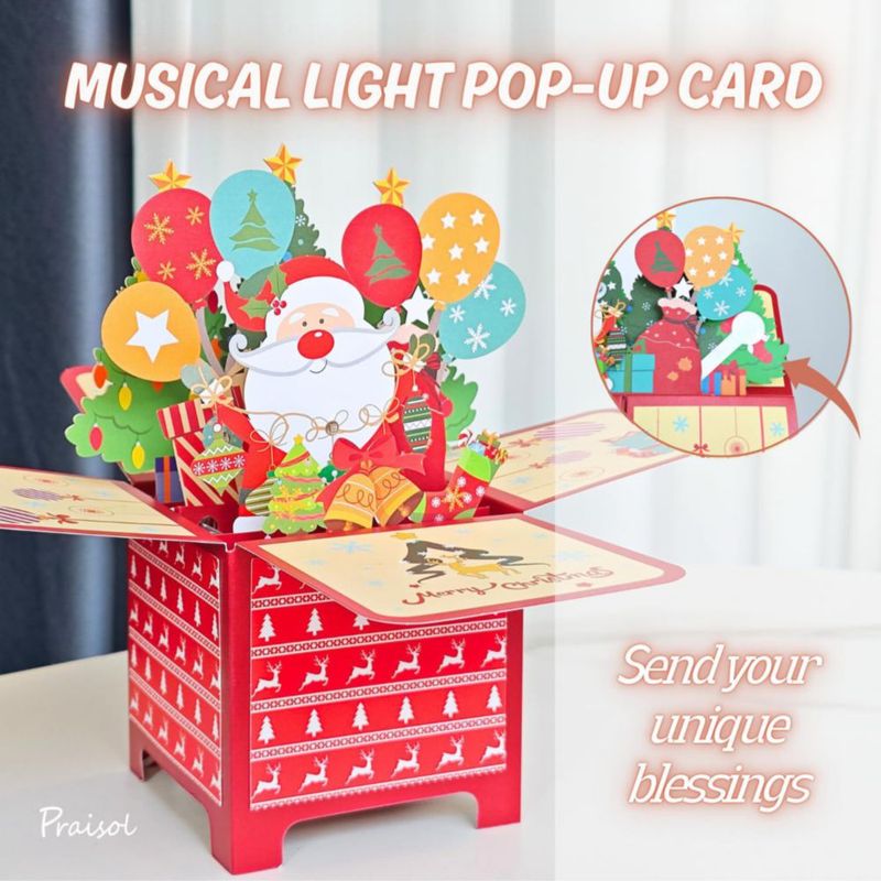 Tarjeta de cumpleaños 3D musical con luces Praisol