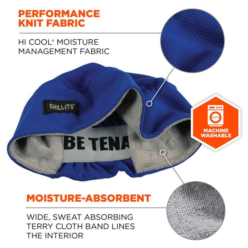 Gorro Ergodyne Chill Its Skull Cap Azul de absorción de sudor