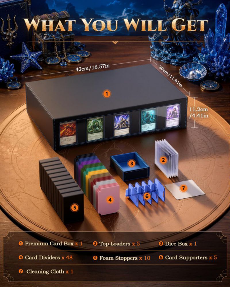 Caja de almacenamiento de cartas MoKo 3900+ capacidad negra y azul