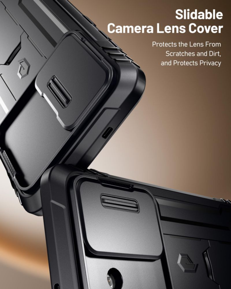 Funda Poetic Galaxy S26 con cubierta deslizante para cámara - Negra