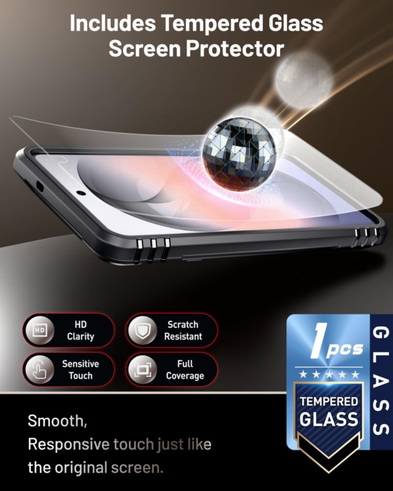 Funda Poetic Galaxy S26 con cubierta deslizante para cámara - Negra