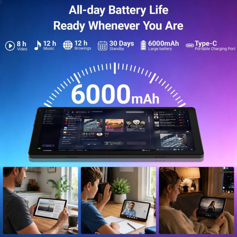 Tablet Evermyth de 10 pulgadas 24 GB RAM 64 GB ROM 1 TB Wi‑Fi 6