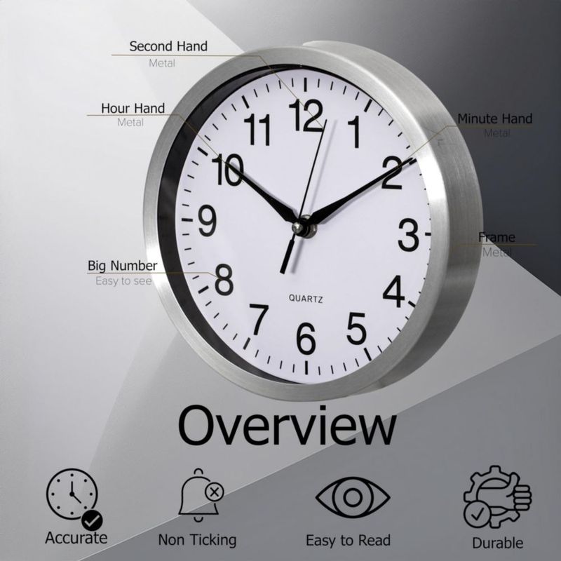 Reloj de pared redondo de 25 cm Clockswise con movimiento de cuarzo silencioso