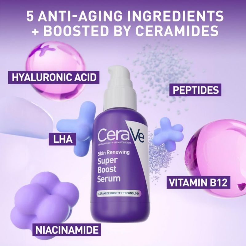Suero CeraVe Super Boost anti‑envejecimiento con péptidos