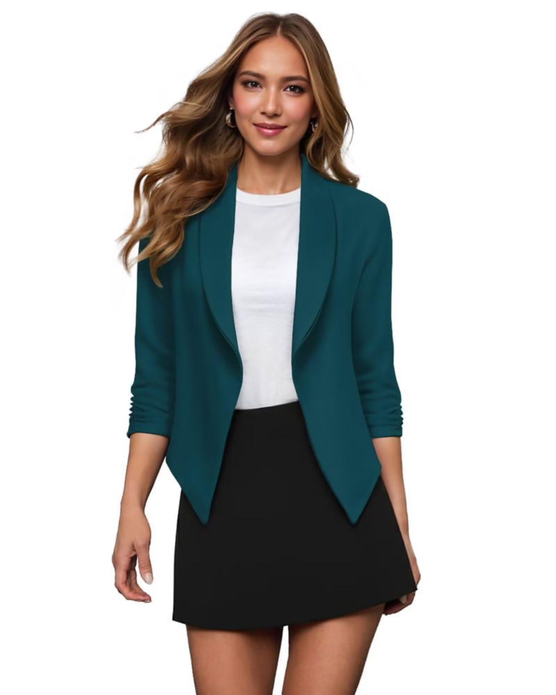 Blazer Hybrid & Company Turquesa 2X Manga Fruncida